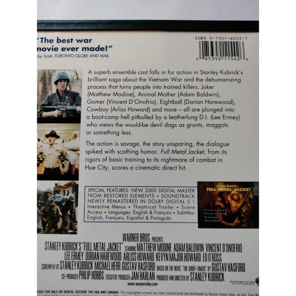 Full Metal Jacket DVD 1987 Stanley Kubrick F Digitally Restored  Vietnam - Picture 9 of 9